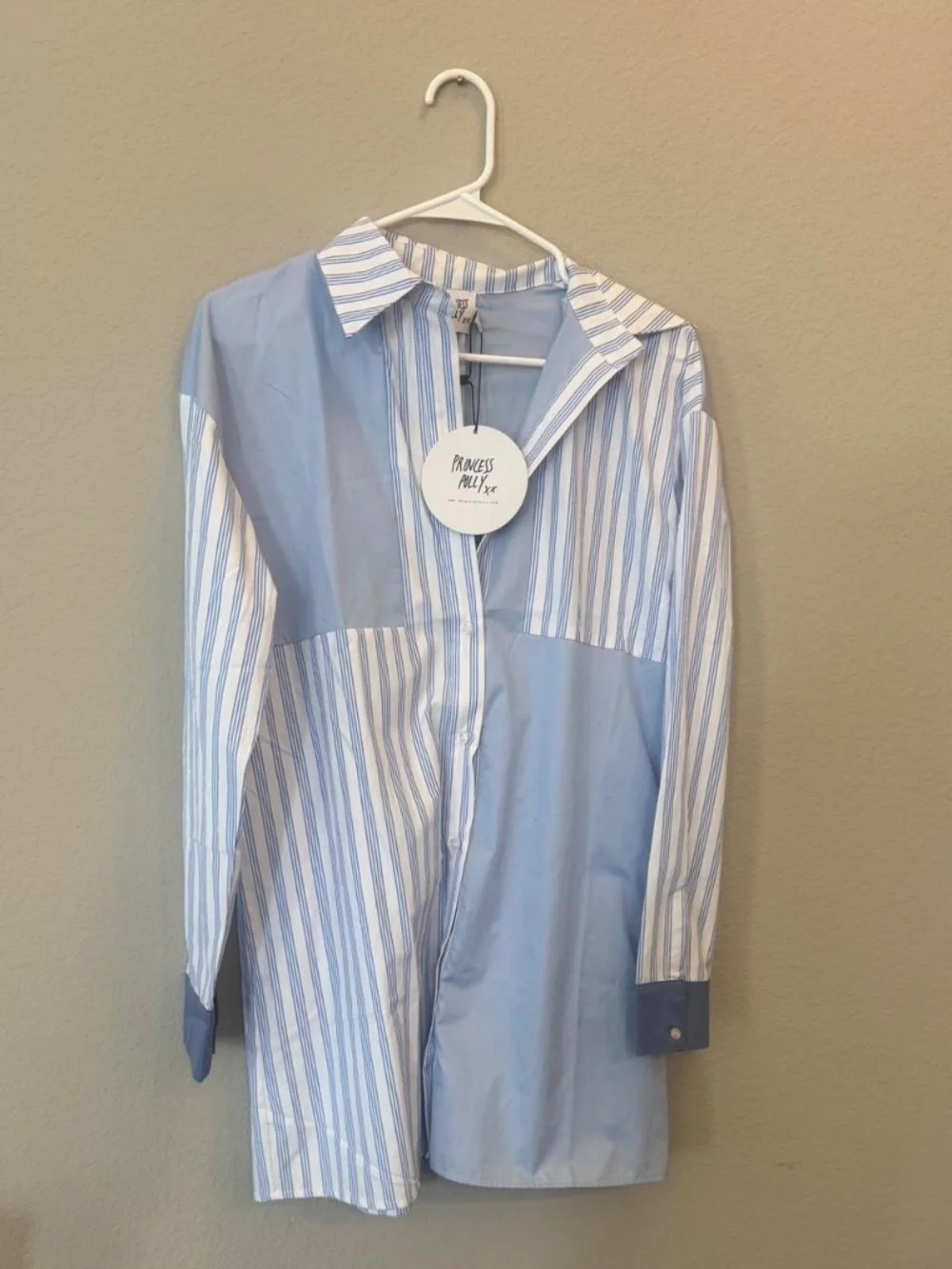 Princess Polly Rouni Shirt dress Blue and white striped NWT Size 0 - Picture 5 of 7